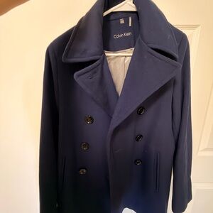 Calvin Klein woman’s Dark Navy Double-Breasted Peacoat